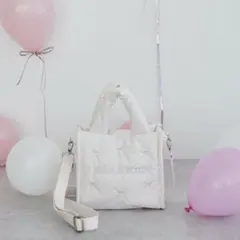 メゾンドフルール リボン刺繍パファー2wayトートバッグ ショルダーバッグ