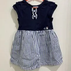 MIKI HOUSE 半袖ワンピース 100cm ネイビー