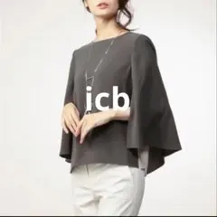 新品【アイシービー iCB 】バックサテン 半袖 ブラウス チュニック