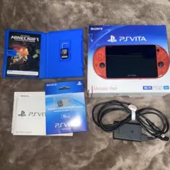psvita pch-2000 メタリックレッド 本体 充電器 メモカ マイクラ