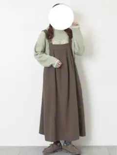 前タックジャンパースカート　チャコール