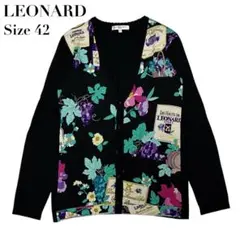 【美品】LEONARD SPORT レオナール カシミヤ カーディガン フラワー 美品】LEONARD SPORT レオナール カシミヤ カーディガン フラワー