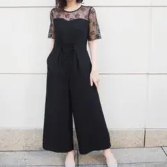 kaene　レースアップオールインワン　ネイビーブラック