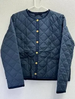 MERION キルティングジャケット ネイビー ノーカラー 軽量 中綿 11号