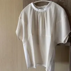 美品 トゥモローランド 2万円 刺繍のスタンドカラーブラウス ホワイト 