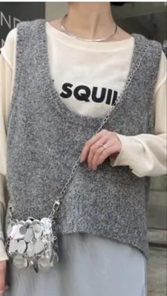 CIAOPANIC TYPY 深Uネックグレー ニットベスト