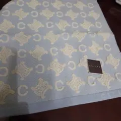 CELINE タオルハンカチ ライトブルー マカダム柄