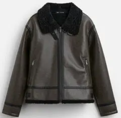 Lサイズ　黒　ZARA ムートン　B3 フライト　レザー　ジャケット