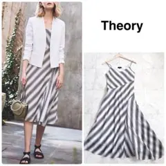 セオリー　シルクコットンアシンメトリーキャミソールフレアワンピース　2