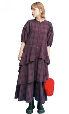 【美品✨】KBF チェック柄 ヘムライン ワンピース