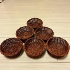 ラタン　小物入れ　バスケット　6個セット　インテリア　天然素材　かご　ナチュラルのサムネイル