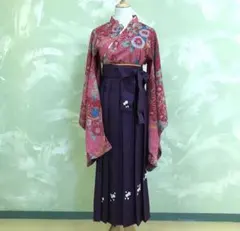 F3505 キャサリンコテージ 袴 花柄 サイズ150cm 紅桃色×紫