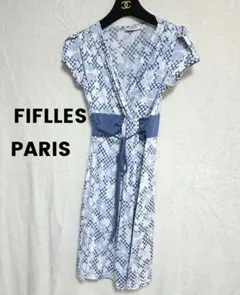 fifilles フランス製　カシュクールワンピース　上質　ブルー 半袖のサムネイル