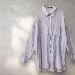 ワンウェイ【M】シアーシャツ トップス 紫 長袖 透け感 襟 ゆったり 丈長め
