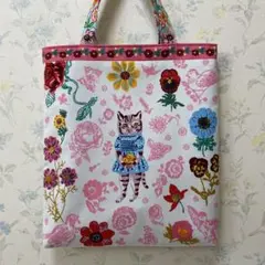 ナタリーレテ　ハンドメイドミニトートバッグ　水色のワンピースの猫ちゃんのサムネイル