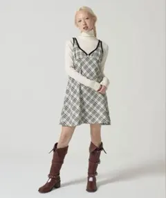 パイピング チェックジャンスカ クリームティーナジョジュン