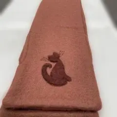 猫物語 きものマフラー ピンク 猫刺繍