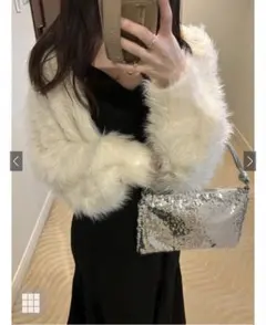 GRL ホワイトファーカーディガン Fサイズ