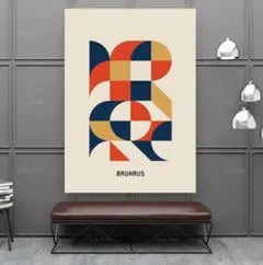 バウハウス ミッドセンチュリー キャンバスアートポスター 50×70cm