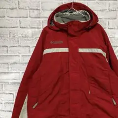 コロンビア　マウンテンパーカー中綿　レッドM ロゴ刺繍アウトドア905