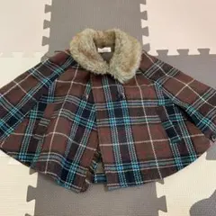 【美品】ブランシェス ファー付ポンチョ ケープ