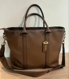 COACH レザービジネスバッグ ブラウンのサムネイル