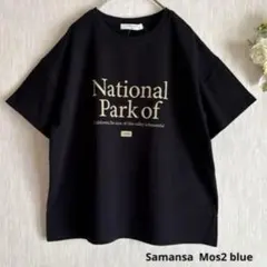 新品　【抗菌防臭】ロゴTシャツ　サマンサモスモスブルー　ブラック