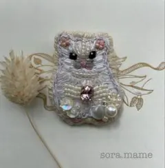 ビーズ刺繍ブローチ/ハムスター　No.2