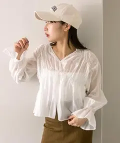 【mystic】【mline】シアーギャザーブラウス
