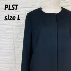 美品★PLST ウールビーバー ノーカラー ジップコート ブラック L アウターのサムネイル