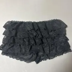 ブラック レース フリル ミニスカート S