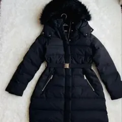 ZARA ダウンコート 24年製 ファー ボア ベルト付き Aライン Sサイズ