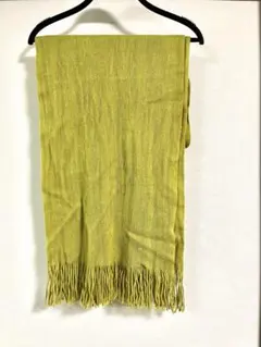 ライムグリーン マフラー フリンジ付き