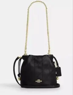 新品　COACH フェイ ミニ ドローストリング バッグ・キルティング　黒