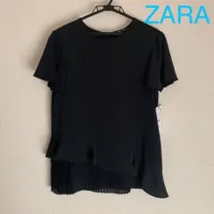 【新品未使用】タグ付きZARA プリーツデザイントップス 黒