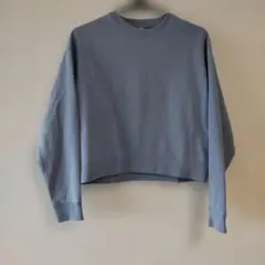 UNIQLO クルーネック スウェット ブルー M　クロップドスウェットシャツ