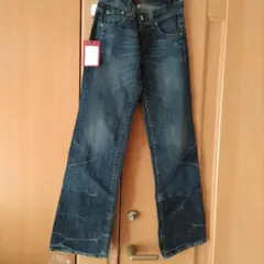 ブルーカルト デニムダメージ加工 ストレートジーンズ ダークブルー 26