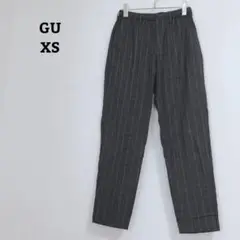 ジーユー　パンツ　テーパード　ストライプ　ウエストゴム　オフィカジ　XS