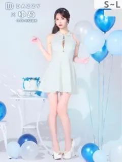DAZZY フロントジップレース襟ビジューアメスリAラインミニドレス