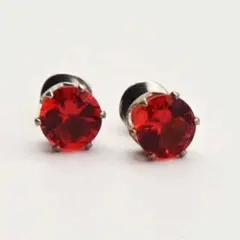 クリスタルのピアス　赤　s1848