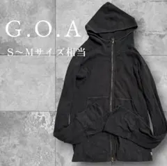 G.O.A ワッフル フルジップパーカー ブラック スリム ゴア goaのサムネイル