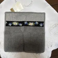 FEILER 花柄刺繍 ハンカチ グレー