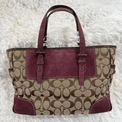 【値下げしました】コーチ スウェード切替 シグネチャー ワインレッド