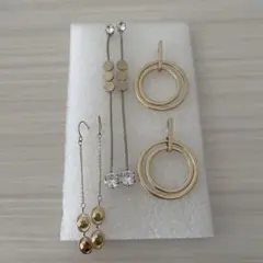 ゴールド ピアスセット 3点
