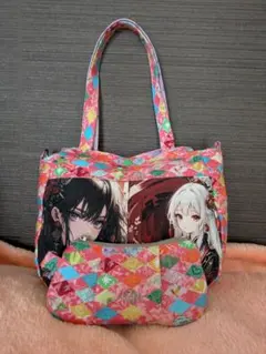 チューリップバッグ(小) タック入りポーチ 和柄風Ⓐ