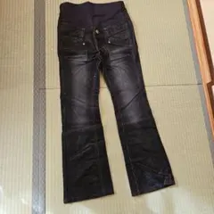 ダークデニム コーデュロイフレアパンツ