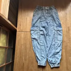 GU ジーユー　ケミカル　サルエル　カーゴ　ジョガー　デニム　S パンツ