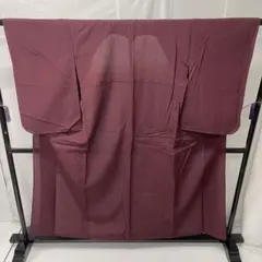 アンティーク 単衣 紗織 縦縞文様 背伏せ しつけ糸一部 ウール 銀糸 k510