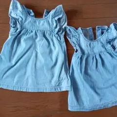 GAP デニムブルー フリルワンピース 12-18ヶ月