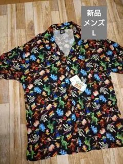 新品 トイ・ストーリー アロハシャツ メンズL ブラック　総柄のサムネイル